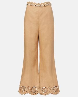 Zimmermann Awaken Linen Cropped Flared Trousers - Natural