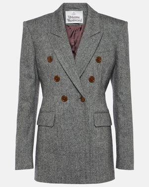 Vivienne Westwood Wool-Blend Double Breasted Blazer - Grey