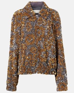 Dries Van Noten Sequined Blouson Jacket - Brown