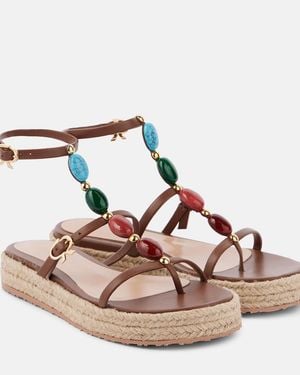 Gianvito Rossi Shanti Leather Espadrille Sandals - Pink