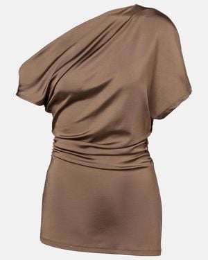 TOVE Edel Ruched Draped Jersey Top - Brown