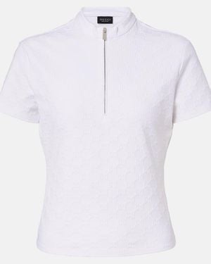 Gucci Gg Jersey Jacquard Half-Zip Top - White