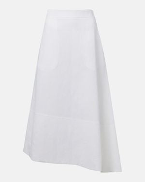Jil Sander Asymmetric Linen Midi Skirt - White
