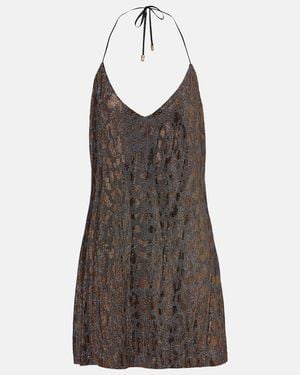 Roberto Cavalli Beaded Halterneck Slip Dress - Brown