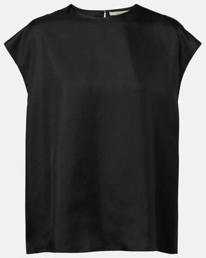 Asceno Dasha Silk Twill Top - Black