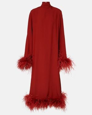 Taller Marmo Gina Feather-Trimmed Midi Dress - Red