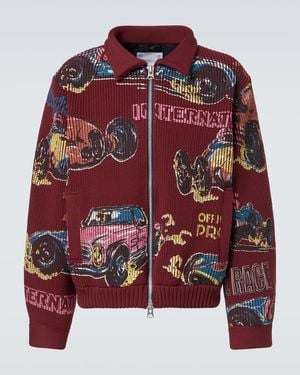 Sacai Car Race Zip-Up Jumper - Red