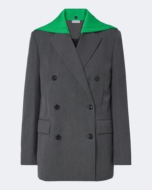 Loewe Paneled Double-Breasted Wool Blazer - Green