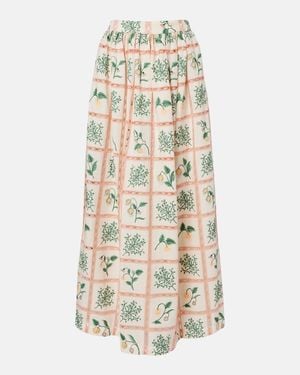 Agua Bendita Tangelo Floral Cotton Maxi Skirt - Metallic