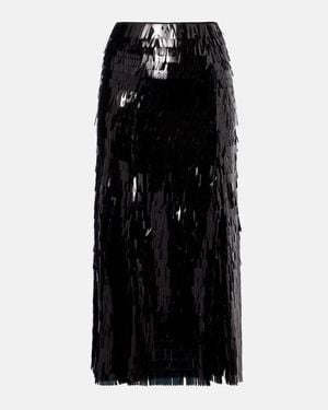 Self-Portrait Sequined High-Rise Midi Skirt - Black