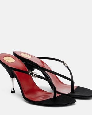 Saint Laurent Jerry Crepe Satin Thong Sandals - Red