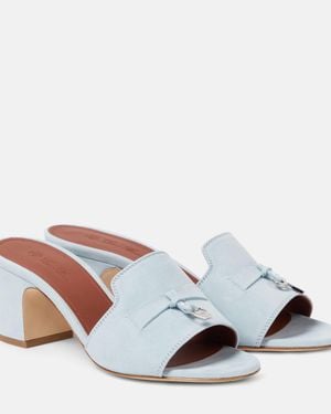 Loro Piana Summer Charms Suede Mules - Blue