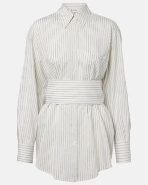 Rohe Belted Striped Silk And Cotton Shirt - Grey