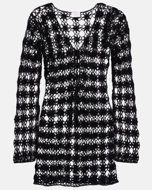 Anna Kosturova Crochet Cotton Minidress - Black