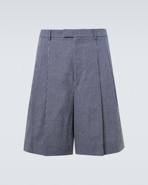 Givenchy Checked Cotton Bermuda Shorts - Blue