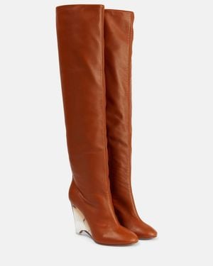 Alaïa Leather Knee-High Boots - Brown
