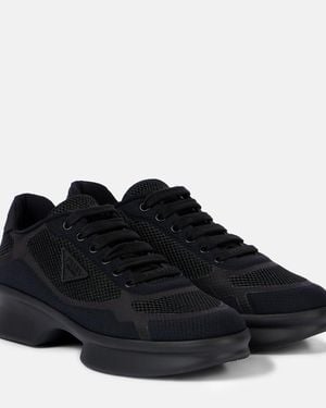 Prada Logo Plaque Sneakers - Black