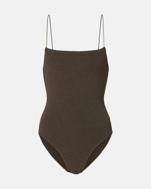 TOTEME Shirred Jersey Swimsuit - Brown
