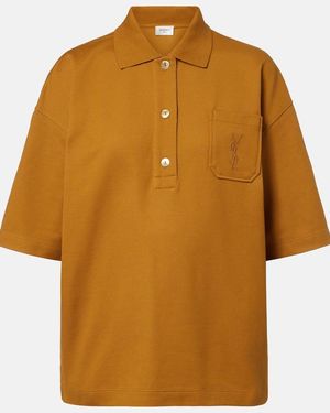 Saint Laurent Cassandre Cotton Polo Shirt - Brown