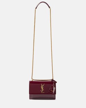 Saint Laurent Sunset Small Patent Leather Shoulder Bag - Red