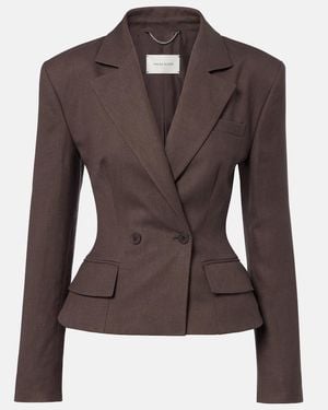 Magda Butrym Peplum Linen Blazer - Brown