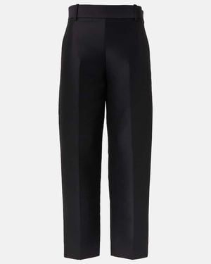 KHAITE Cam Wool And Silk Faille Straight Trousers - Blue