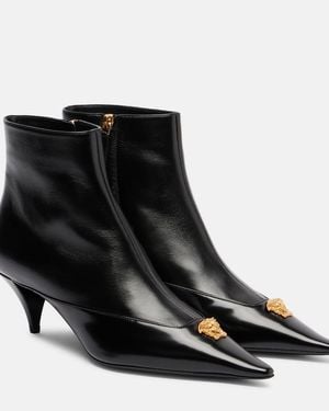 Versace La Medusa 55 Leather Ankle Boots - Black