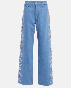 Magda Butrym Embroidered Wide-Leg Jeans - Blue