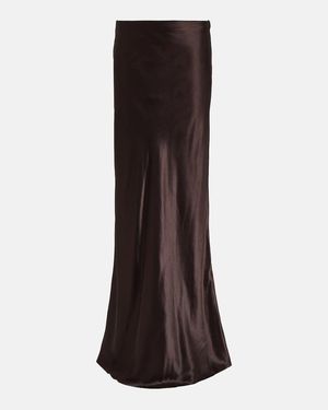 Ann Demeulemeester Maxirock Aus Satin - Braun