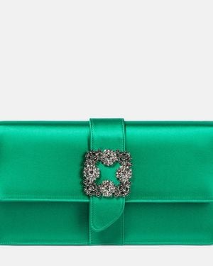 Manolo Blahnik Capri Embellished Satin Clutch - Green