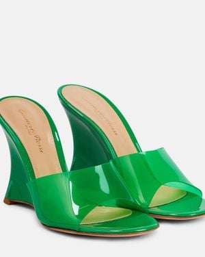 Gianvito Rossi Vernice Pvc Wedge Mules - Green