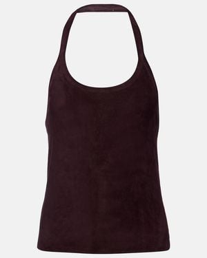 Stouls Cherry Halterneck Suede Top - Purple