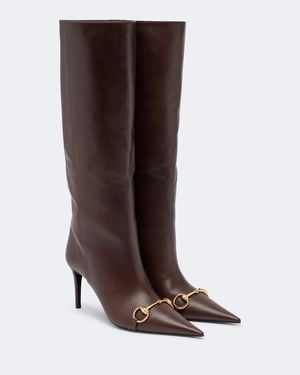 Gucci Bottes Donna Horsebit En Cuir - Marron