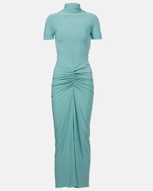Alaïa Ruched Jersey Maxi Dress - Blue