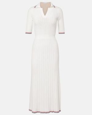 Brunello Cucinelli Ribbed-Knit Cotton Midi Dress - White