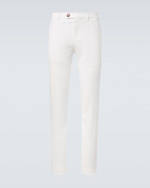 Brunello Cucinelli Cotton-Blend Slim Trousers - White