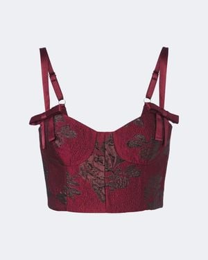 Rebecca Vallance Waverly Floral Cloque Bustier Top - Red