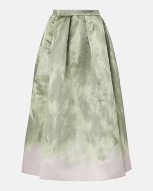 Dries Van Noten Satin Midi Skirt - Green