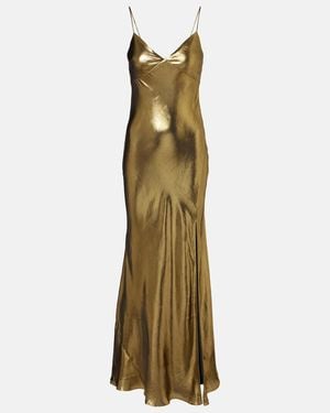 Self-Portrait Satin Maxi Dresss - Yellow