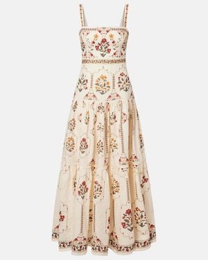 Agua Bendita Floral Linen Maxi Dress - Natural