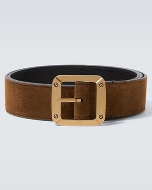 Acne Studios Reversible Leather And Suede Belt - Brown