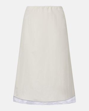Magda Butrym Lace-Trimmed Silk-Blend Midi Skirt - White