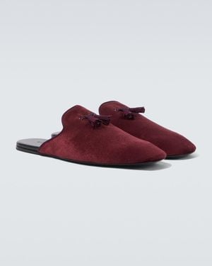 Gucci Tasselled Velvet Mules - Red