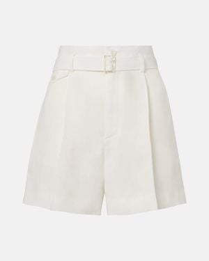 Ralph Lauren Denise Belted Linen Shorts - White