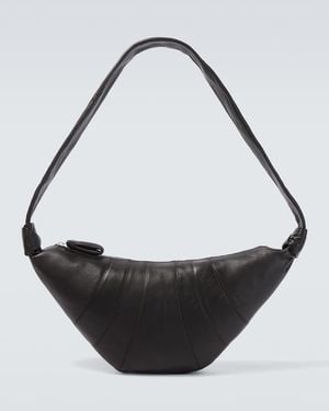 Lemaire Croissant Medium Leather Shoulder Bag - Black