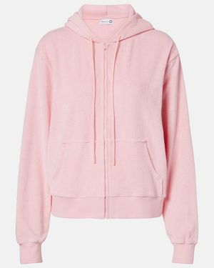 Hunza G Logo Cotton Terry Zip-Up Hoodie - Pink