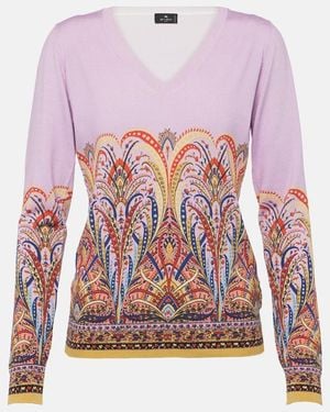 Etro Bedruckter Pullover Aus Seidengemisch - Pink