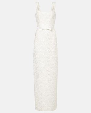 Markarian Robin Floral Jacquard Gown - White