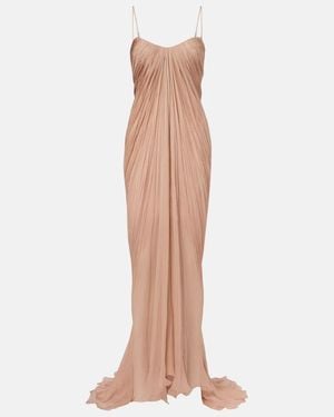 Maria Lucia Hohan Victoria Draped Silk Bustier Gown - Pink