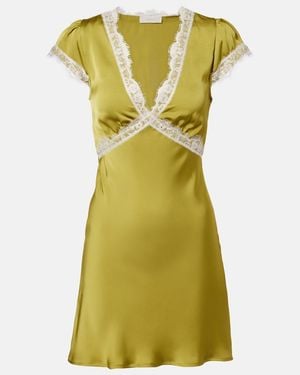 Faithfull the Brand Verena Lace-Trimmed Satin Minidress - Green